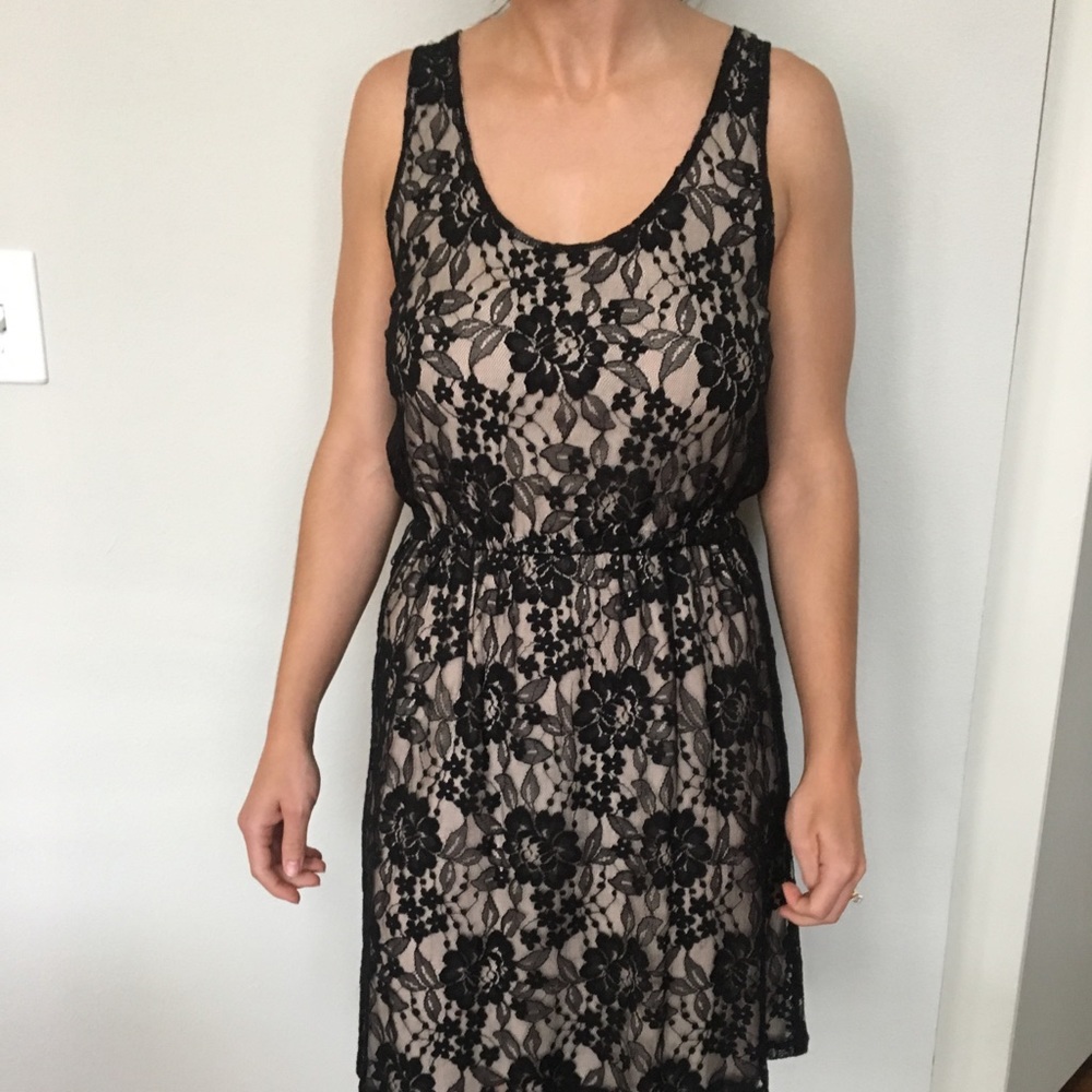 Express black lace evening dress
